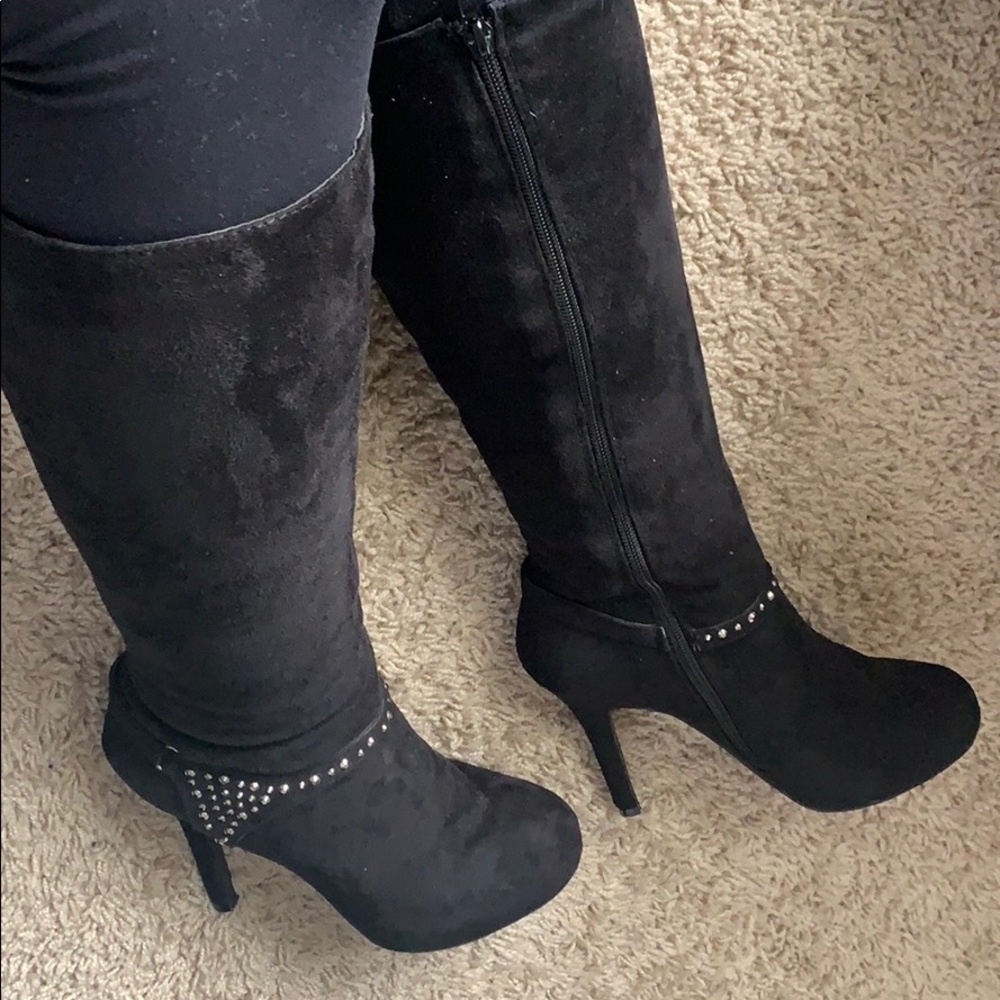 Faux Suede High Heel Boots